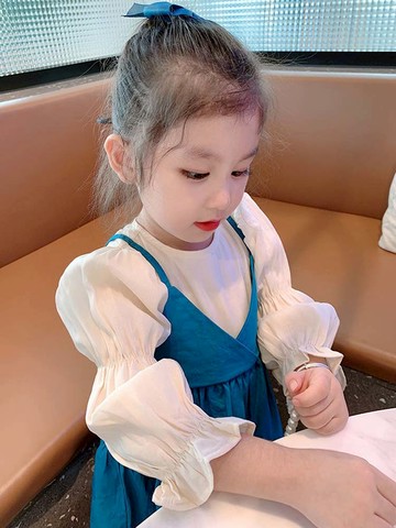 女童衣裙秋季兒童兒童春秋女洋氣公主袖裙子潮