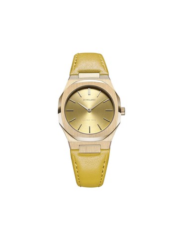 D1 Milano - Ultra Thin Citron 34mm - unisex - Calf Leather/Sapphire Glass/stainless steel - One Size - Yellow