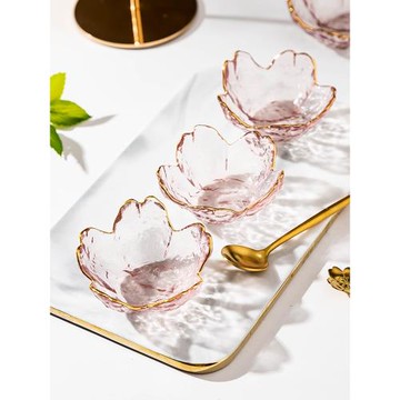 加厚日式錘紋櫻花玻璃碟味碟醬料小碟子醋碟火鍋調料蘸料碟精油碟