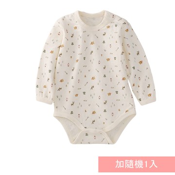 JoyNa - 2件入-空氣棉包屁衣 肩扣式長袖連身衣 緹花純棉-米底露營+隨機一入