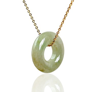 【願‧平安】冰黃飄綠翡翠平安扣項鍊 | 天然緬甸玉翡翠A貨 |送禮