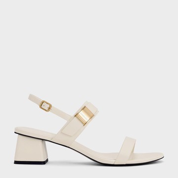 Yvette 金屬釦雙帶粗跟涼鞋