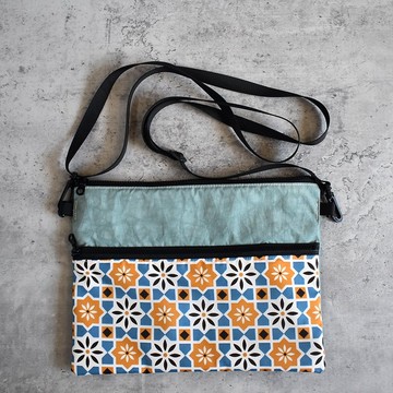 旅行防水斜背包/側背袋_花磚橘