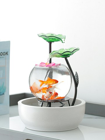 招財流水擺件送禮禮品  小型輕奢風魚缸流水擺件招財家居客廳桌面創意水循環開業裝飾禮品