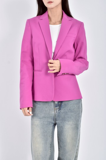 (S) mng西裝棉質長袖假口袋粉色外套