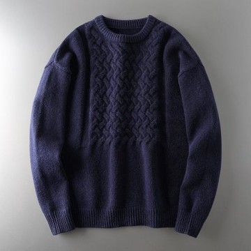 外貿尾單剪標棒針粗線寬松慵懶麻花毛衣男秋冬出口原單男裝針織衫