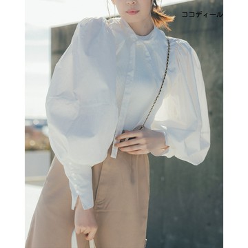 【ココディール】白色膨袖波麗露罩衫 O3T18214