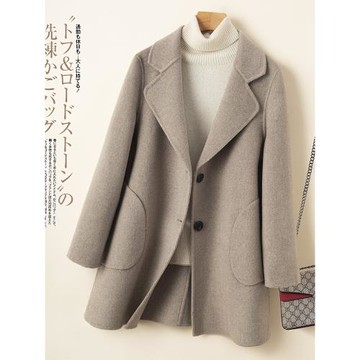 (免運)反季清倉秋冬雙面羊絨大衣女簡約高端氣質款小個子西裝毛呢外套