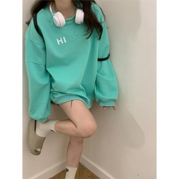 清倉衛衣女2024秋冬新款美式長袖上衣女韓版寬松oversize字母圓領