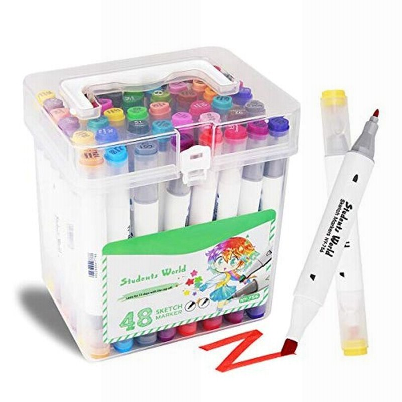 マーカーペン イラストマーカー 水性ペン カラーペン アートマーカー 48色セット 2種類のペン先 速乾 スケッチ 手帳 コミック 塗る絵 通販 Lineポイント最大0 5 Get Lineショッピング