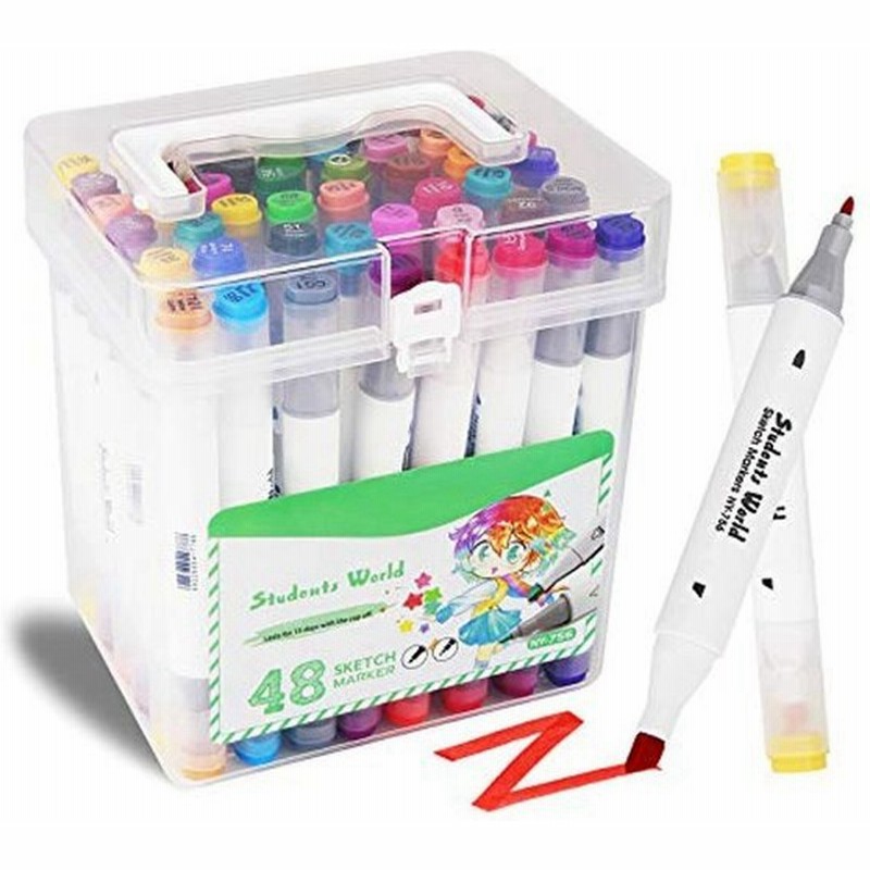 マーカーペン イラストマーカー 水性ペン カラーペン アートマーカー 48色セット 2種類のペン先 速乾 スケッチ 手帳 コミック 塗る絵 通販 Lineポイント最大0 5 Get Lineショッピング