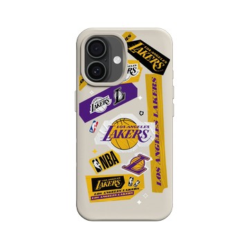 iPhone 16 SolidX 貝殼灰 - NBA - 拼貼系列-洛杉磯湖人 L.A. Lakers - Collage