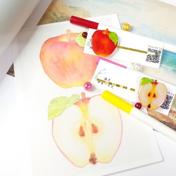 蘋果 繪畫一字夾 髮夾