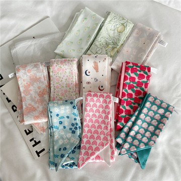 多功能絲巾印花小雙面女長條法式復古綁包包發帶百搭春秋裝飾絲帶