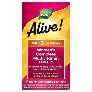 Nature's Way, Alive!® Max 3 Potency，女性多面多維生素，90 片