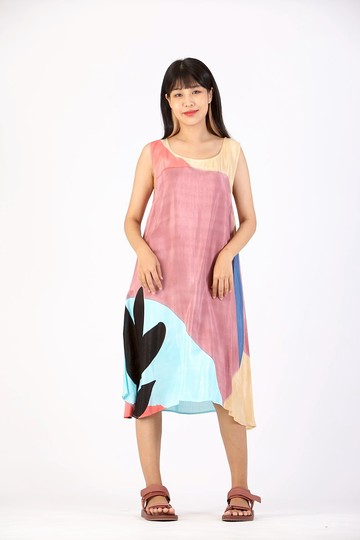 Dress Hand Paint Soft Cotton Silk for Yoga Vacation Holidays