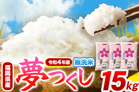 令和4年産 福岡県産 夢つくし 無洗米 15kg 5kg×3袋 株式会社オカベイ《30日以内に順次出荷(土日祝除く)》米 コメ ゆめつくし 無洗米 送料無料