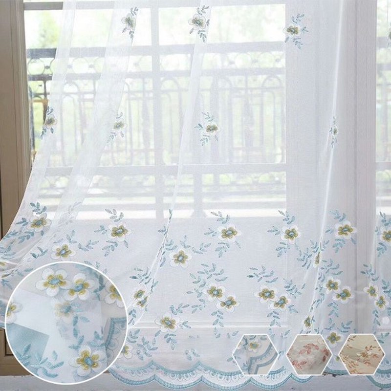 カーテン レース 刺繍 花柄 北欧 かわいい リビング ナチュラル おしゃれ 飾り 透け感 リビング 小窓 オーダー 幅1 300cm丈60 100cm 両開き2枚組 片開き1枚 通販 Lineポイント最大0 5 Get Lineショッピング