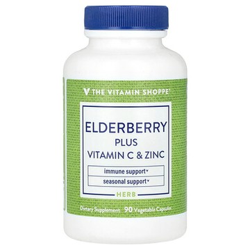 The Vitamin Shoppe, 接骨木果加維生素 C 和鋅，90 粒素食膠囊