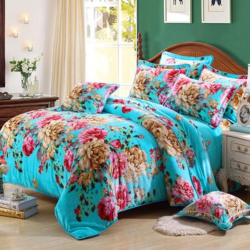 美琪 秋冬床包組 法蘭絨加厚金貂絨床單保暖床笠被套珊瑚絨寢具四件套超值組