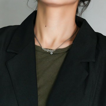 眼觀925泰銀金錢牌銅錢項鏈潮復古時尚簡約百搭小眾設計頸鏈情侶1入