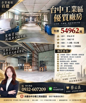 台中工業區優質廠房｜台中市西屯區工業區八路