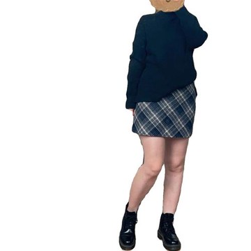 大碼胖mm毛呢半身裙女秋冬復古格子高腰顯瘦遮肉a字包臀短裙ins潮