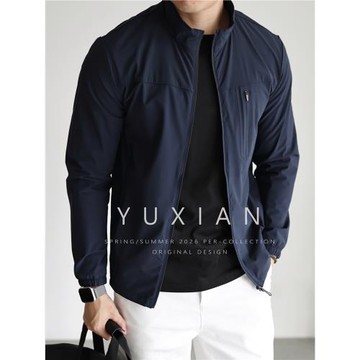 (免運)【UPF50+防曬】輕盈小立領薄款透氣速干休閑商務男士防曬服外套夏