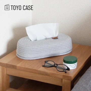 日本TOYO CASE - 北歐編織風面紙盒收納套-淺灰