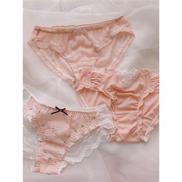 夢幻柔粉~甜美蕾絲少女網紗性感三角褲仙女淺粉純欲撩人女生內褲