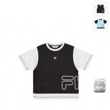 【FILA】KIDS 孩童款 吸濕排汗 短袖圓領上衣-黑色 1TEY-4702-BK