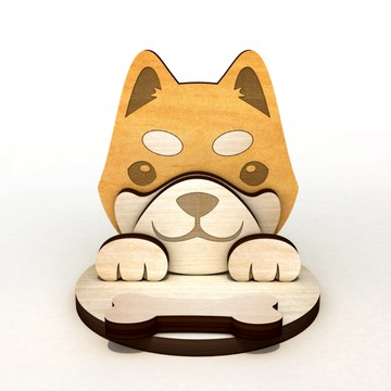 客製化❤️【DOGIS】柴犬木製手機座 | 名片座 | memo夾 | 交換禮物 | 附包裝 | 快速出貨