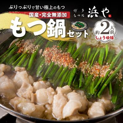 ふるさと納税 上毛町 国産・食品添加物不使用　もつ鍋セット(約2人前)　しょうゆ味