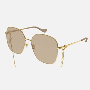 【GUCCI 古馳】方形金屬框太陽眼鏡(GG1089SA-003 雙G LOGO)