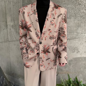 春秋時尚走秀款ins英倫復古西裝男士時髦墊肩設計感雅痞西服外套