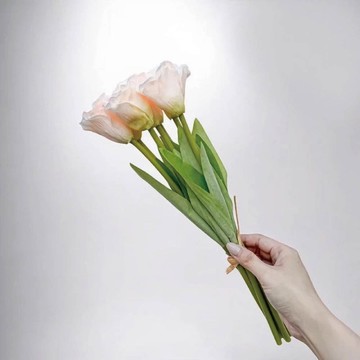夏日野餐氣息洋桔梗奶霜橙仿真花花材(7入組)
