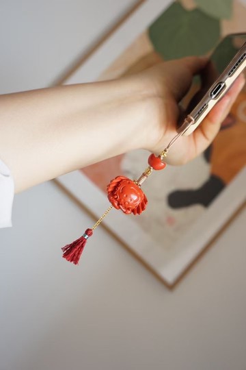 天然高含量硃砂八方來財大閘蟹手機掛包掛鑰匙掛萬能掛 闢邪招財