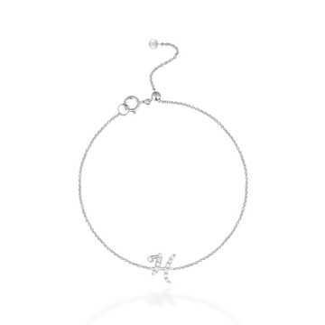 【mori】H 字母鑽石手鍊 【14k白金】