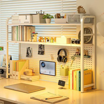 【台灣公司 可打統編】桌面置物架家用書桌電腦桌洞洞板書架多層鐵藝辦公室桌子收納架子 h8157