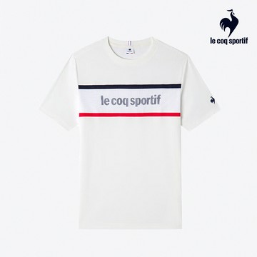 【LE COQ SPORTIF 法國公雞】男款白色休閒經典短袖T恤LYT21303