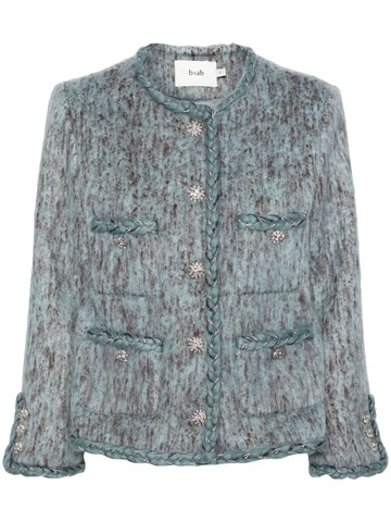 b+ab - tweed crystal-embellished jacket - women - Wool/Polyester/Alpaca/Polyester/Viscose - S - Blue