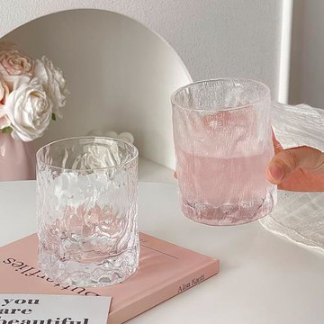 冰川紋威士忌酒杯家用女生高級感輕奢洋酒啤酒杯透明玻璃喝水杯子