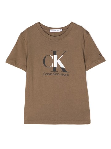 Calvin Klein Kids - logo-print cotton T-shirt - kids - Cotton - 14 - Brown