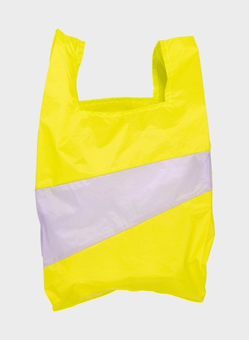 荷蘭 Susan Bijl 防潑水超輕量購物袋 #L (活力黃/淡紫色)