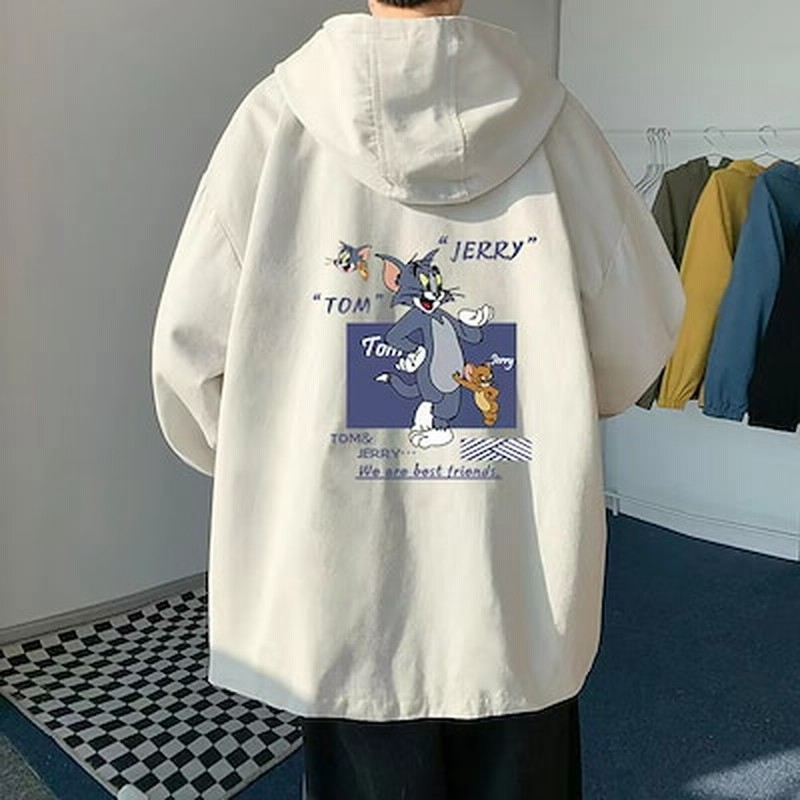トムとジェリー長袖コート韓国パーカー秋春トレーナー防寒カップル可愛い男女兼用ショートコートジャケット 通販 LINEポイント最大1.0%GET LINEショッピング トムとジェリー フリークスストア トレーナー ベージュ 刺繍