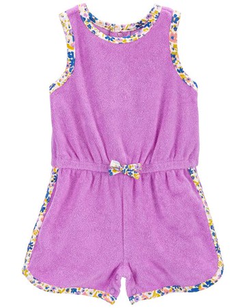 Baby Floral-Trim Terry Romper