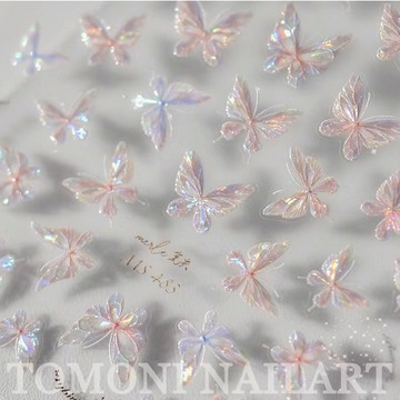 🚚台灣出貨 美甲飾品貼紙小紅書新款tomoni貝殼光蝴蝶貼莫失合作款日系蝶翼浪漫蝴蝶指甲貼