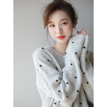 YMDM 軟糯毛衣高級感 絲羊絨朦朧唯美手工珠玉針織衫打底衫女春季