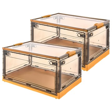 五開門摺疊收納箱 2入組 51L~100L 附輪 免組裝  39.5 x 10.5 x 56cm  橘色  1組