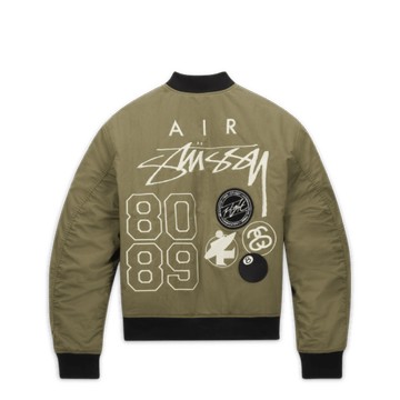 NIKE STUSSY REVERSIBLE VARSITY JACKET OLIVE ASIA